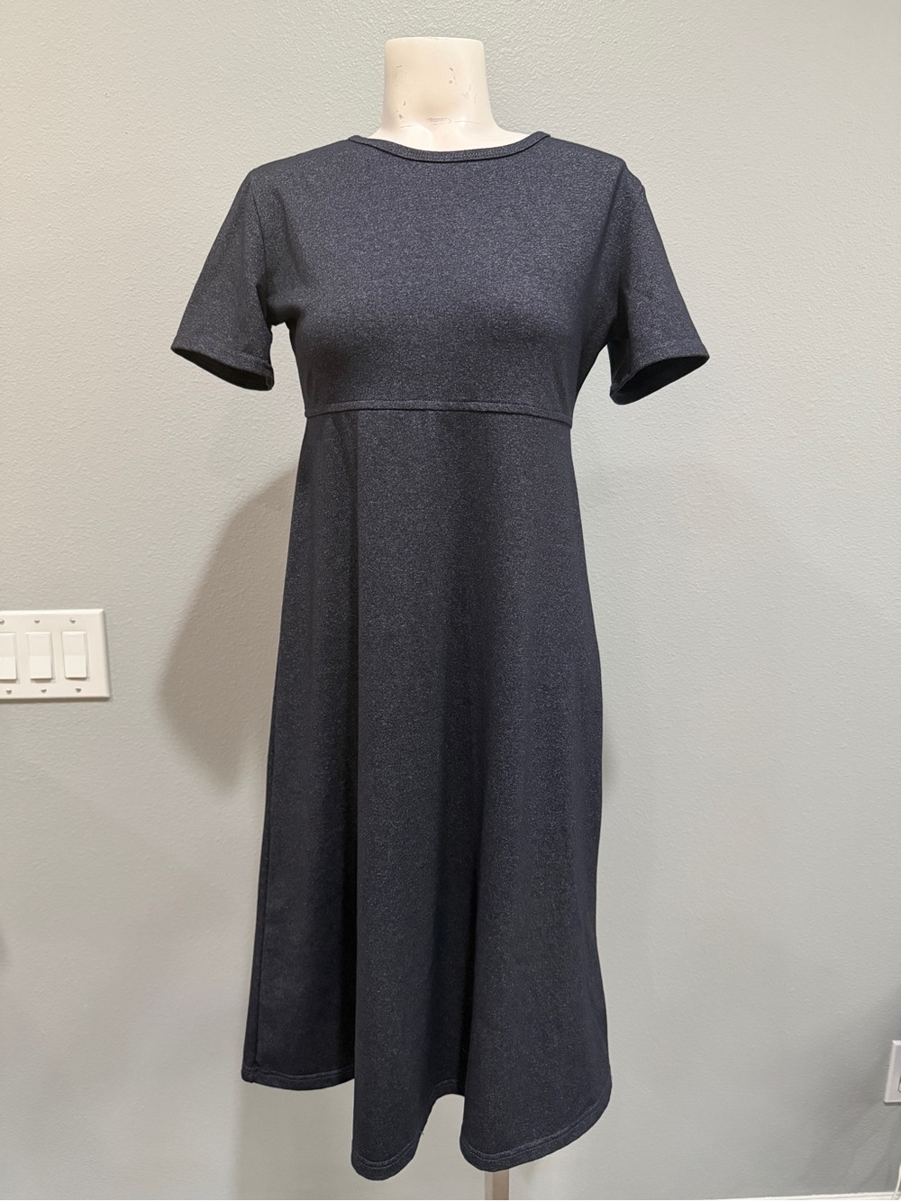 TravelSmith Charcoal Short-Sleeve A-Line Dress